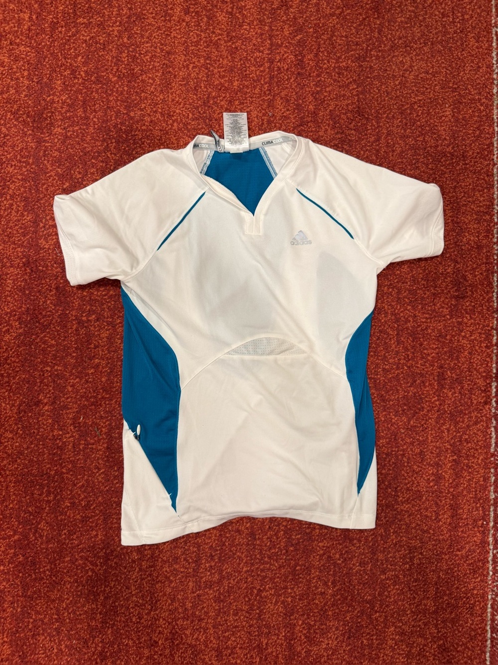 Adidas Climacool cycling top Sz small white and blue